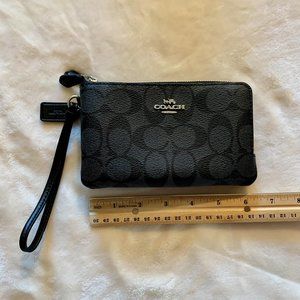 Coach Double Corner Zip Wristlet in Signature Canvas in classic black